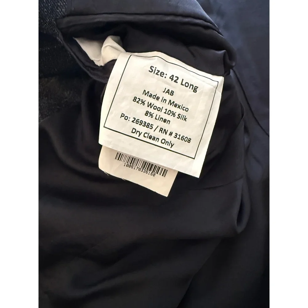 Jos. A. Bank Tailored Fit Sport Coat Mens 42L Blue Wool Silk Linen Blazer Jacket - Picture 7 of 16